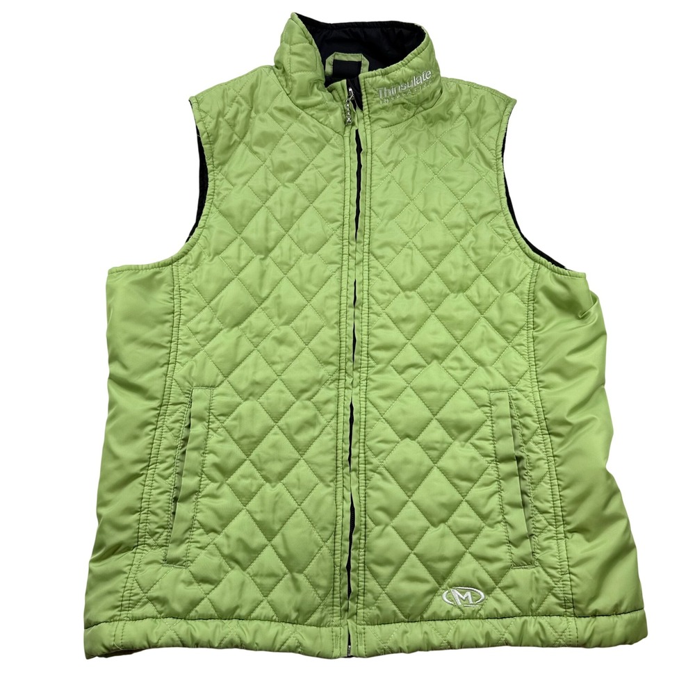 Marker Women Lime Green Quilted Thinsulate Insulated Full Zip Vest Size Medium